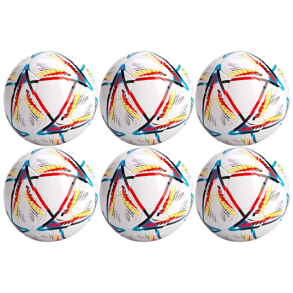 6x Classic Standard Soccer Ball Bulk Pack - Size 5 (Football Training)