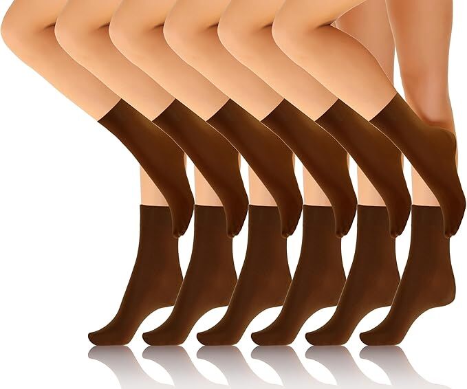 24x Womens Plain Brown Opaque Trouser Ankle Cut Socks (One Size, 2-8) - Bulk Pack