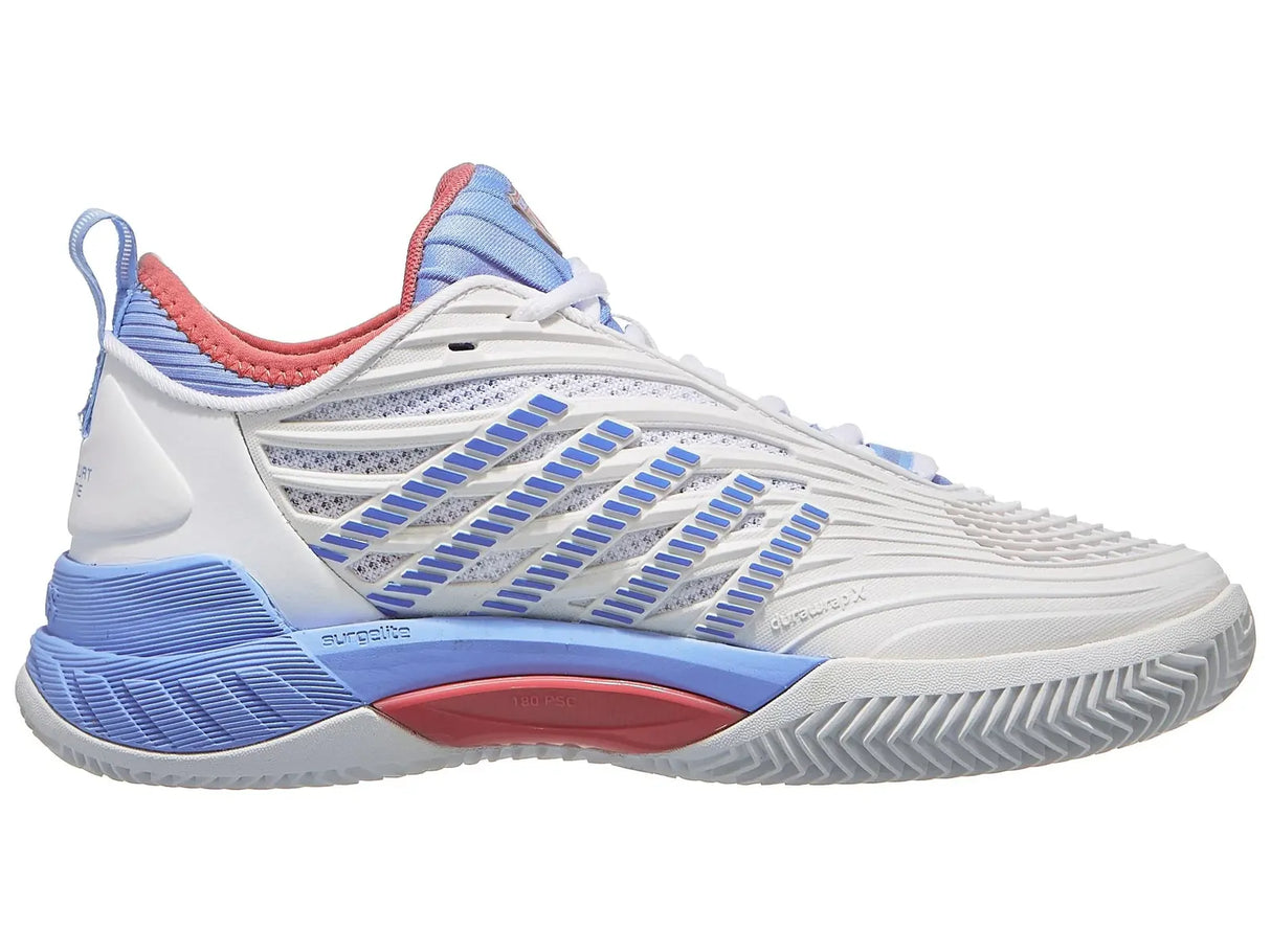 K-Swiss Hypercourt Supreme 2 Clay Womens Tennis Shoes in White/Blue/Pink