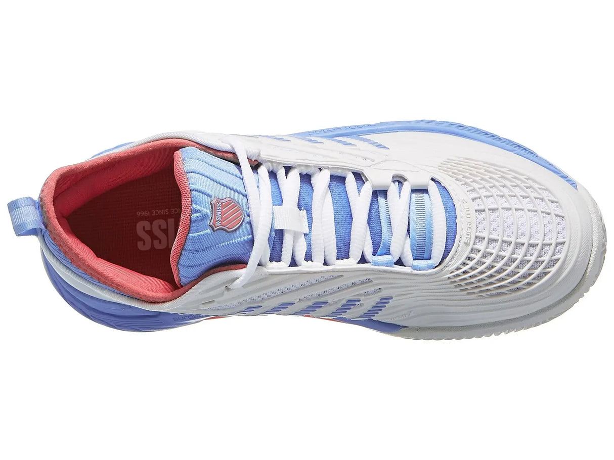 K-Swiss Hypercourt Supreme 2 Clay Womens Tennis Shoes in White/Blue/Pink