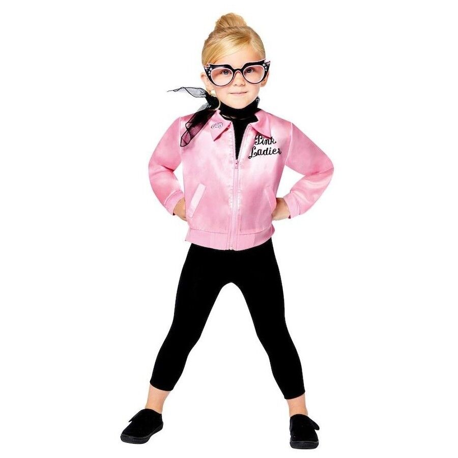 Grease Kids Pink Ladies Jacket - Girls Size 8-10 Years Old (Frenchie Rizzo 50s Satin Costume)