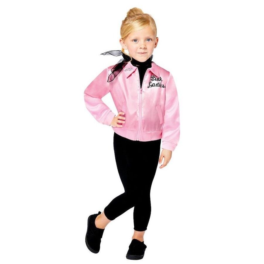 Grease Kids Pink Ladies Jacket - Girls Size 8-10 Years Old (Frenchie Rizzo 50s Satin Costume)