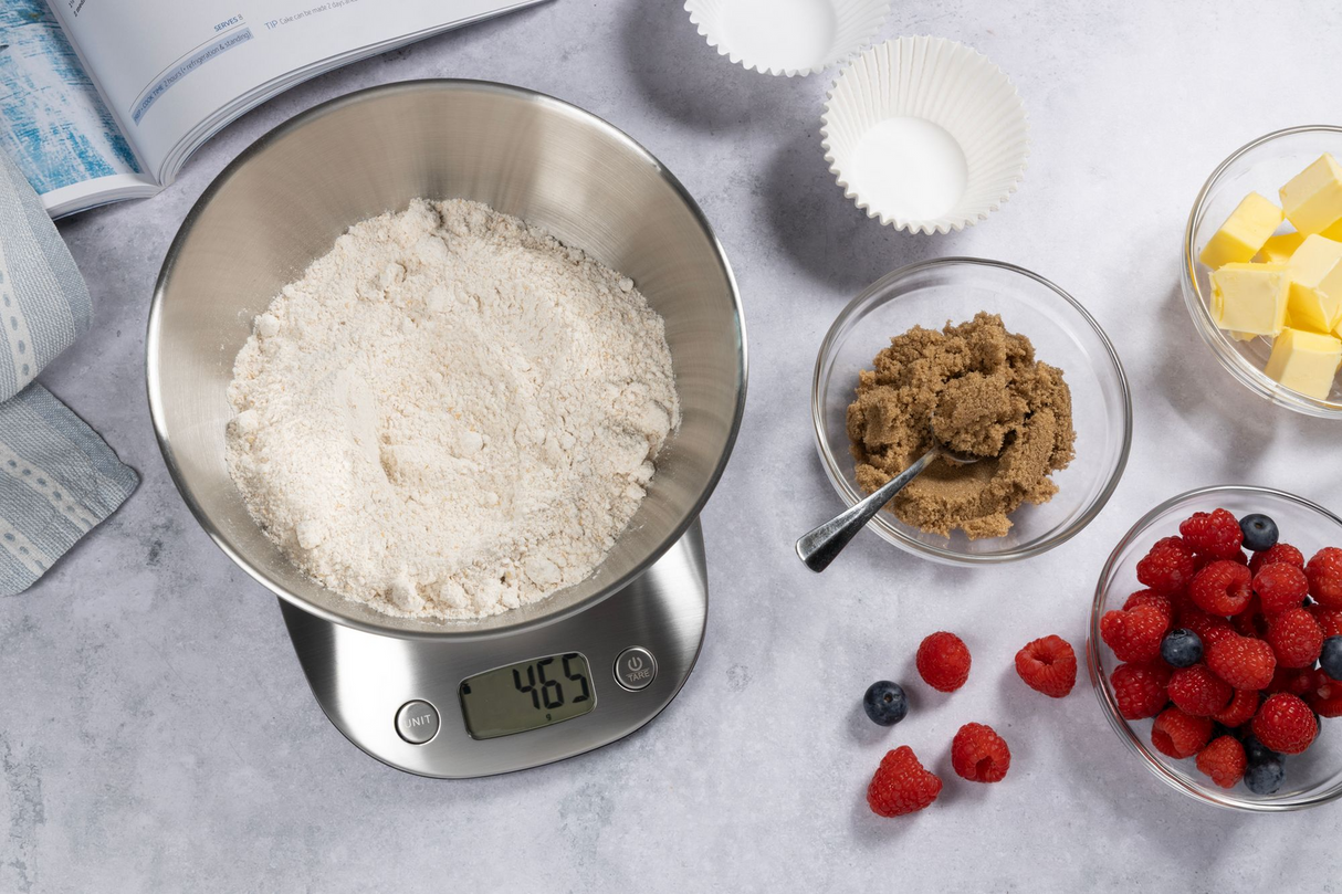 Cuisena 5kg Kitchen Scale with Stainless Steel Bowl - Measures Dry & Wet Ingredients