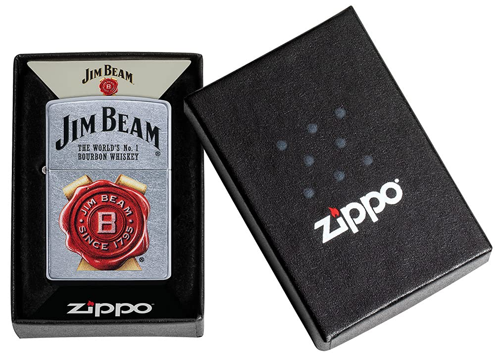 Zippo Jim Beam Street Lighter in Chrome (Made in USA) - Officially Licensed