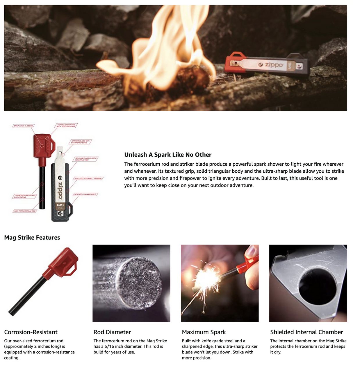 Zippo Mag Strike Fire Spark Starter (Camping, Hiking and Trekking)