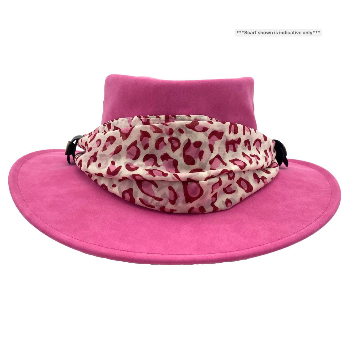 Jacaru 1103 Alice Womens Vegan Leather Hat with Scarf - Water Repellent & UPF 50+ (Made in Australia)