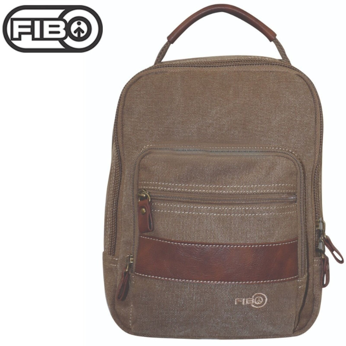FIB Canvas Sling Bag Shoulder Strap Messenger Travel Pack w Tablet Pocket - Khaki
