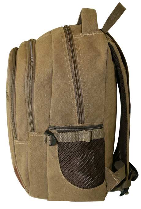 FIB Washed Canvas Backpack Bag in Khaki