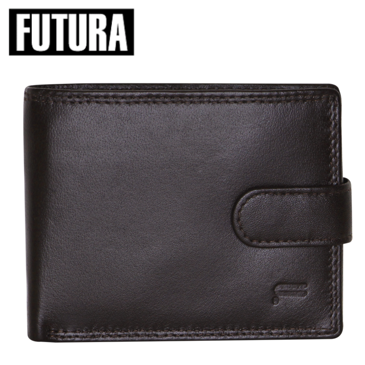 Futura Men's RFID Leather Coin Wallet with Buckle - Brown