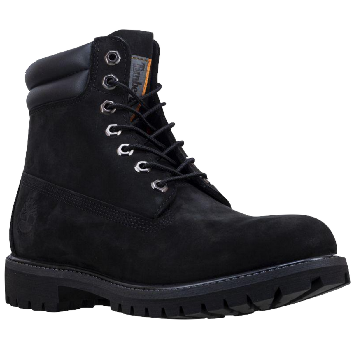 Timberland Mens 6-inch Double Collar Boots Leather Shoes Lightweight - Black Nubuck
