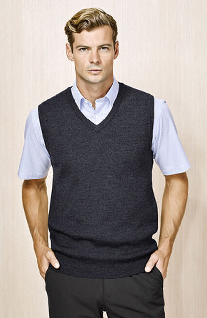 Advatex Mens Wool Blend V Neck Sleeveless Vest (Double Knit) - Charcoal