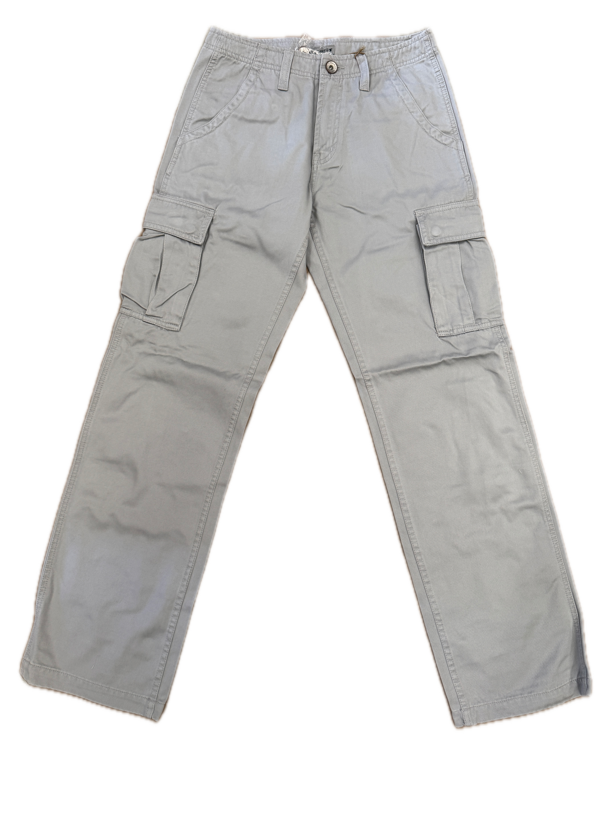 Mens 100% Cotton Cargo Pants Relaxed Easy Fit Straight Leg in Light Grey