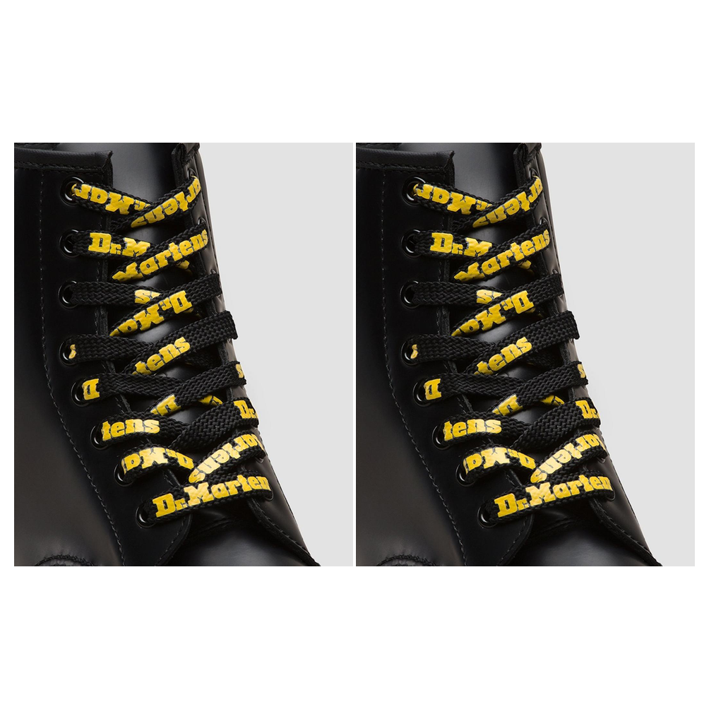 2x Dr. Martens 55"/140cm Round Laces Pack - Black/Yellow (8-10 Eye Boots)