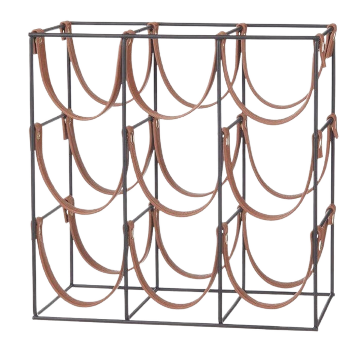 Academy 32.5cm Orwell 9 Bottle Red/White Wine Rack Storage/Holder Stand - Black/Brown