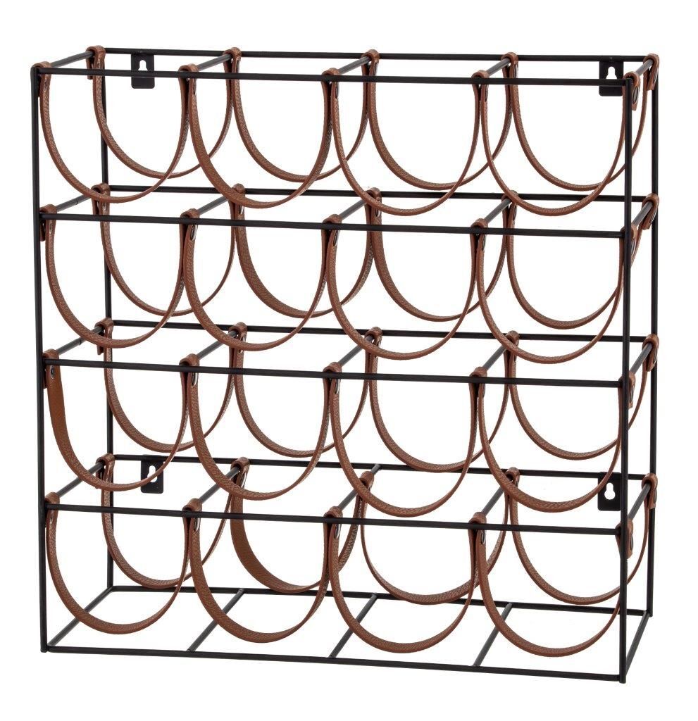 Academy Orwell 16 Bottles Wine Rack Holder - Black/Brown 42.5X19X42CM
