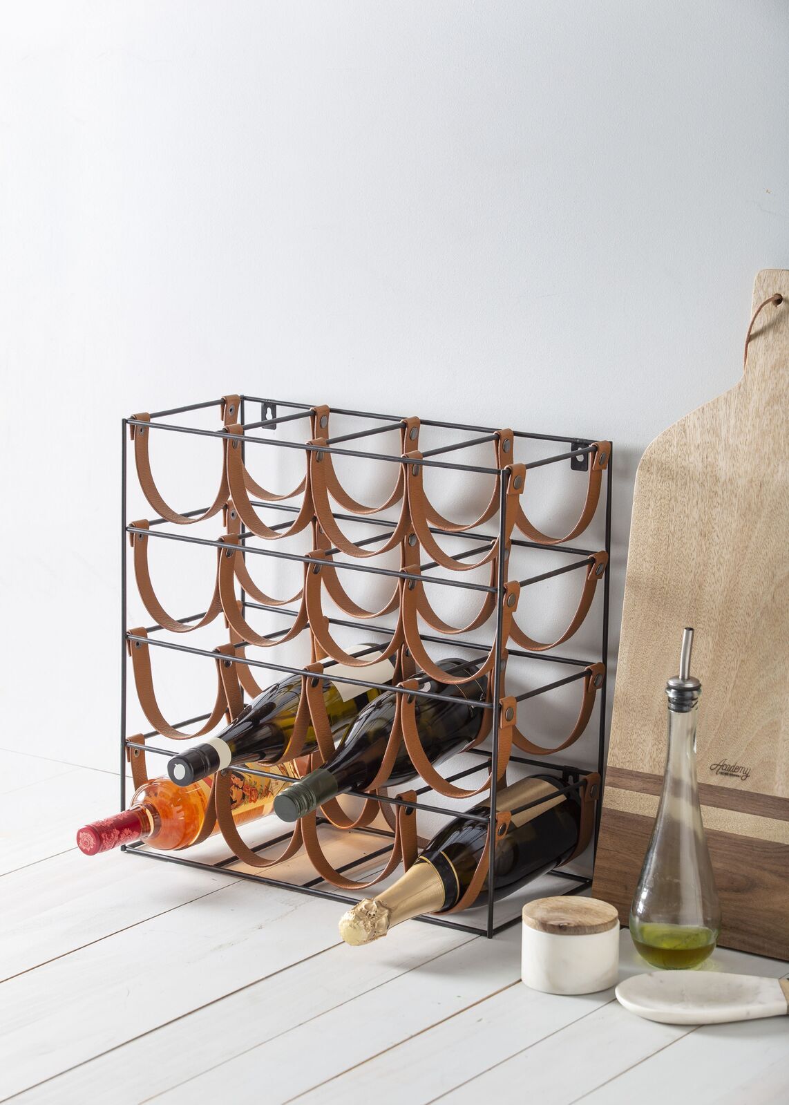 Academy Orwell 16 Bottles Wine Rack Holder - Black/Brown 42.5X19X42CM