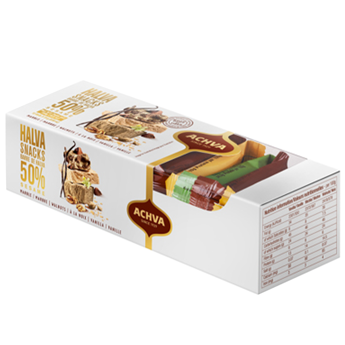 12 Pack Achva Halva Snacks Vanilla Cocoa Marble 300g for Kosher Gifts