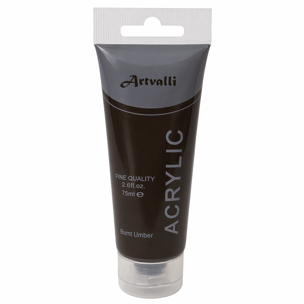 Artvalli Artists Acrylic Paint - Burnt Umber 75ml Tube (Water Based & Non Toxic)