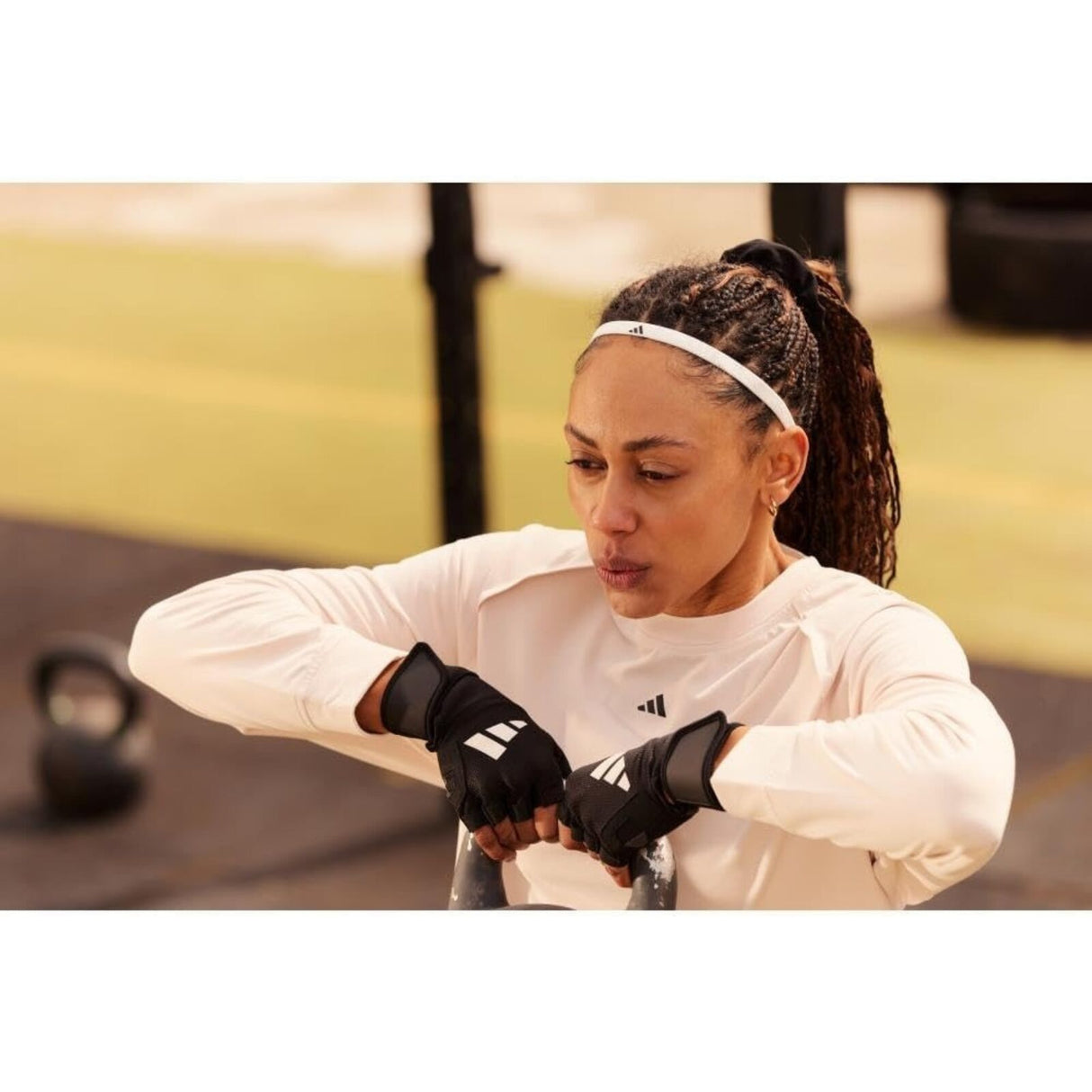 Adidas 3pk Hairbands Non-Slip Headbands Elastic One Size Washable in Graphic Black Pink White