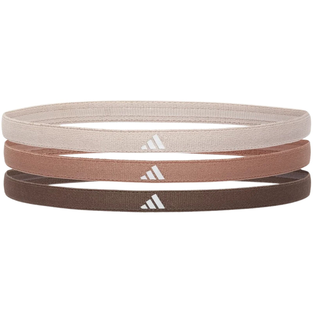 Adidas 3pk Hairbands Headbands Non-Slip Silicone One Size in Taupe Clay Earth Strata