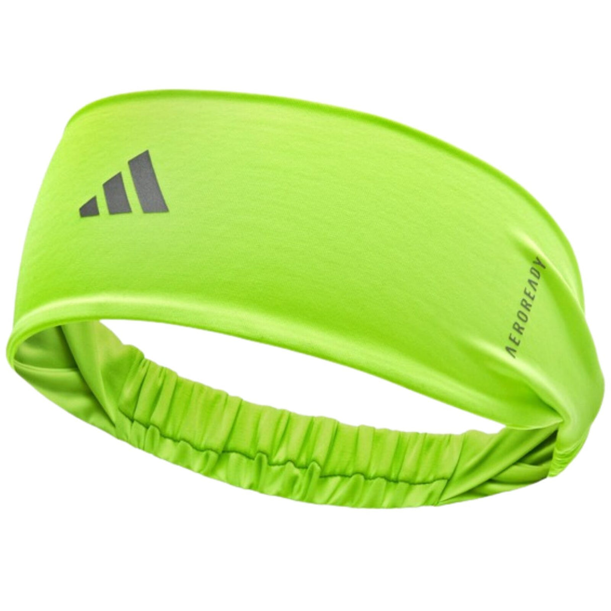 Adidas Sports Hairband Headband Wide Fit Aeroready Reflective Logo One Size in Lucid Lemon