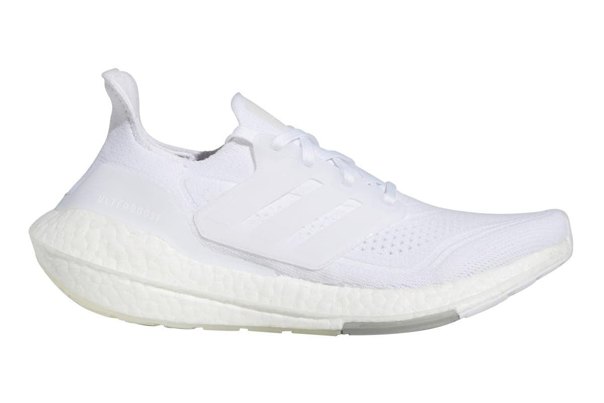 Adidas Womens Ultraboost 21 Running Race Gym Shoe - White/Grey