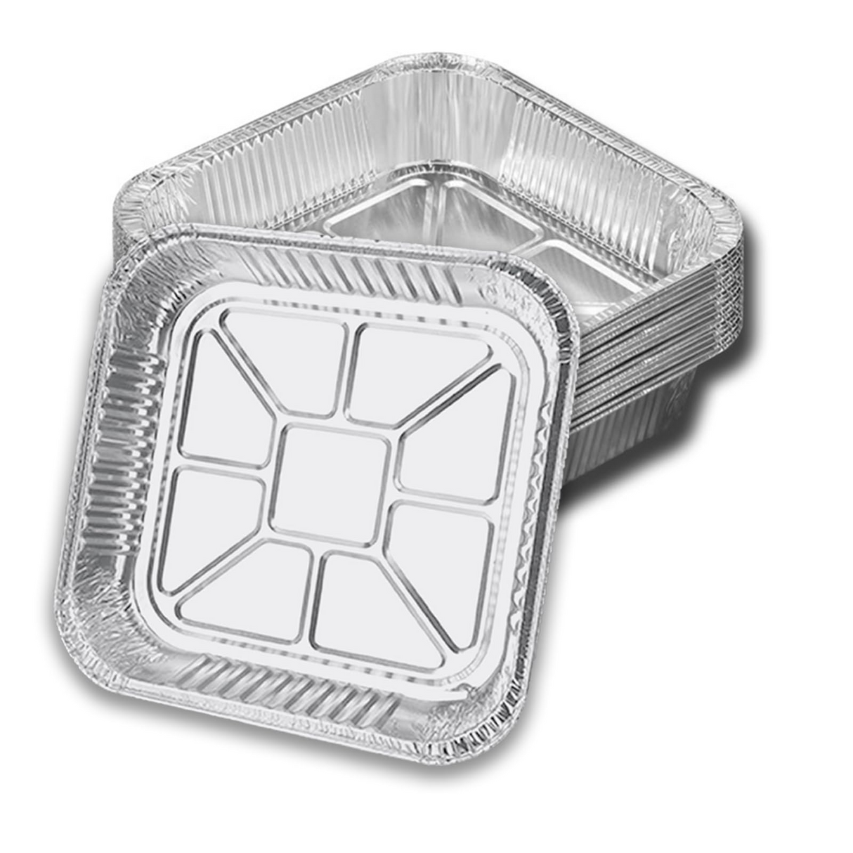 320x Disposable Square Aluminium Foil Baking Trays Bulk Pack - Suits Air Frying (20x20x4.5cm)