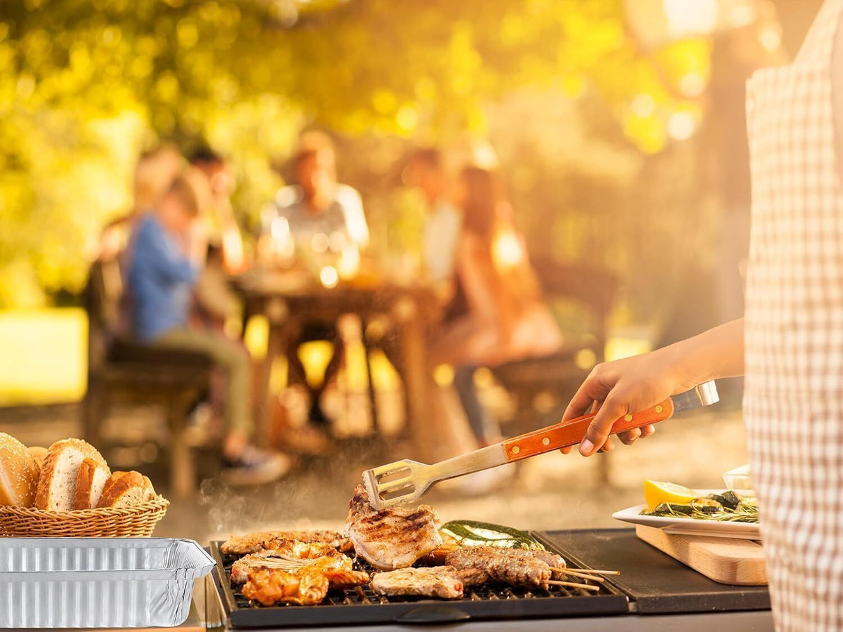 144x Large Aluminium Foil Containers with Lids (22cm*15cm*4.5cm)