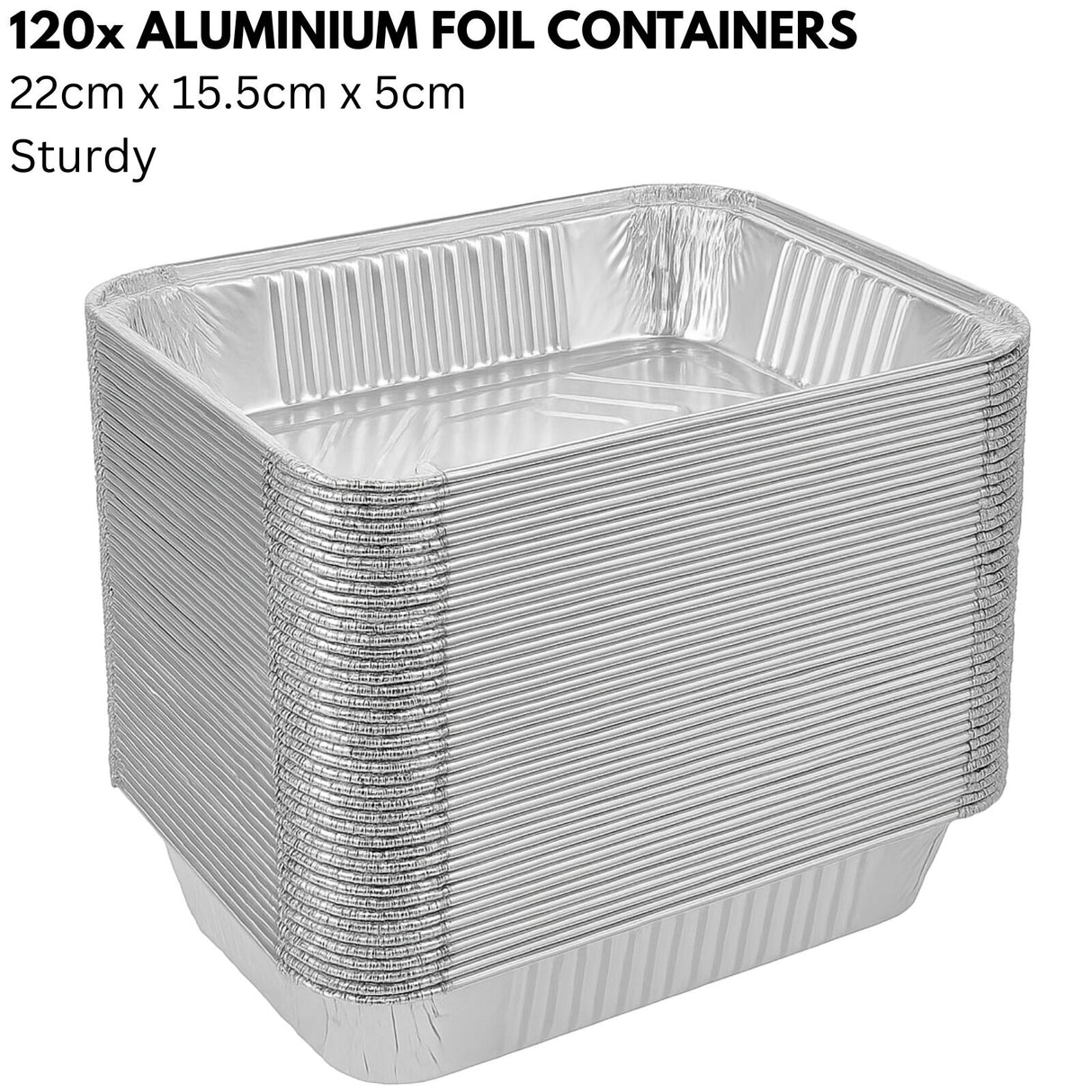 144x Extra Large Aluminium Foil Containers (32x26x5.5cm)