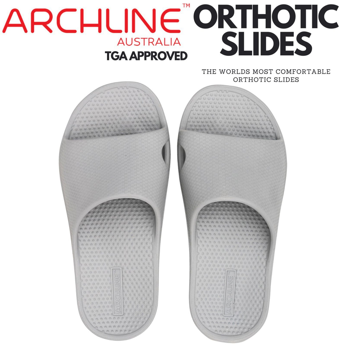 Archline Rebound Orthotic Slides Flip Flop Thongs Slip On Arch Support - Stone Grey