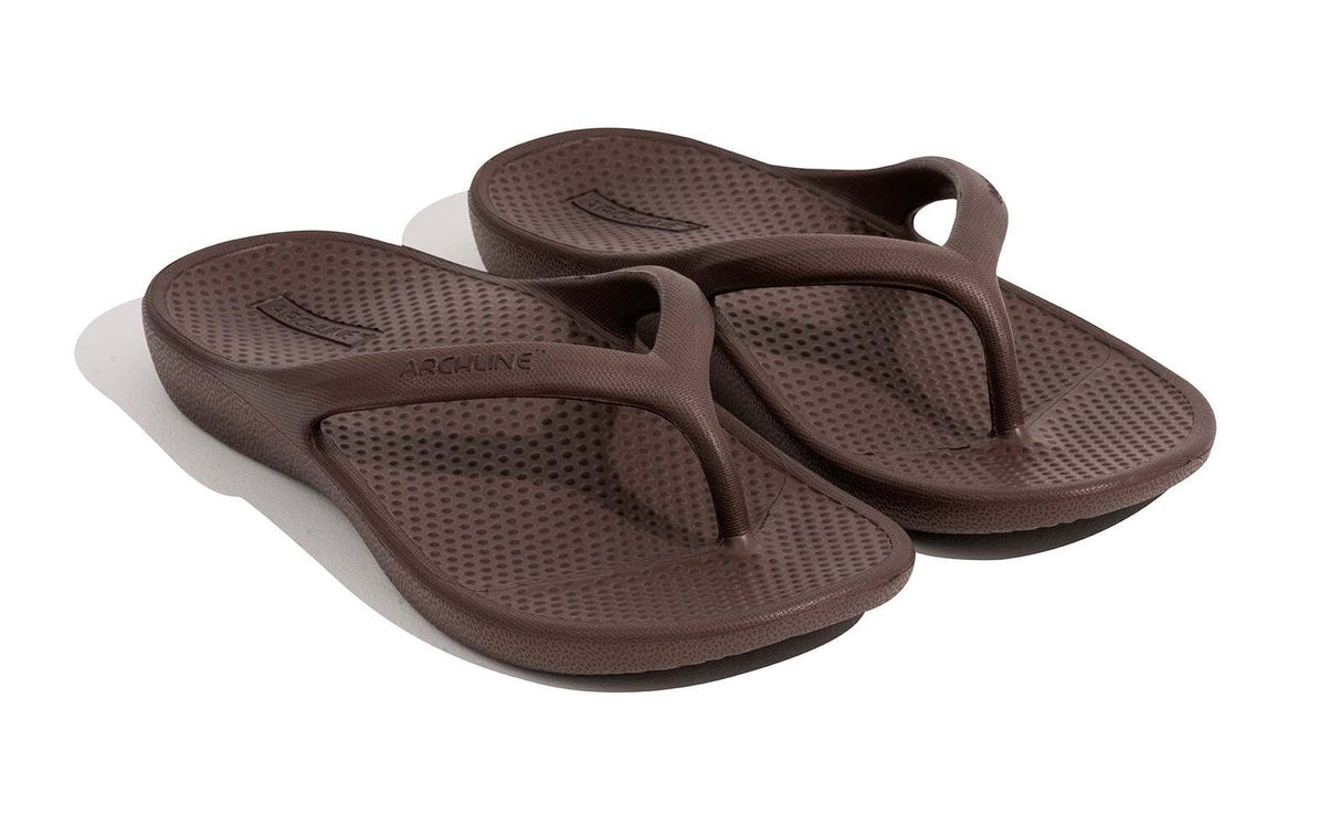 Archline Orthotic Foam Thongs Arch Support Flip Flops Orthopedic Rebound - Brown