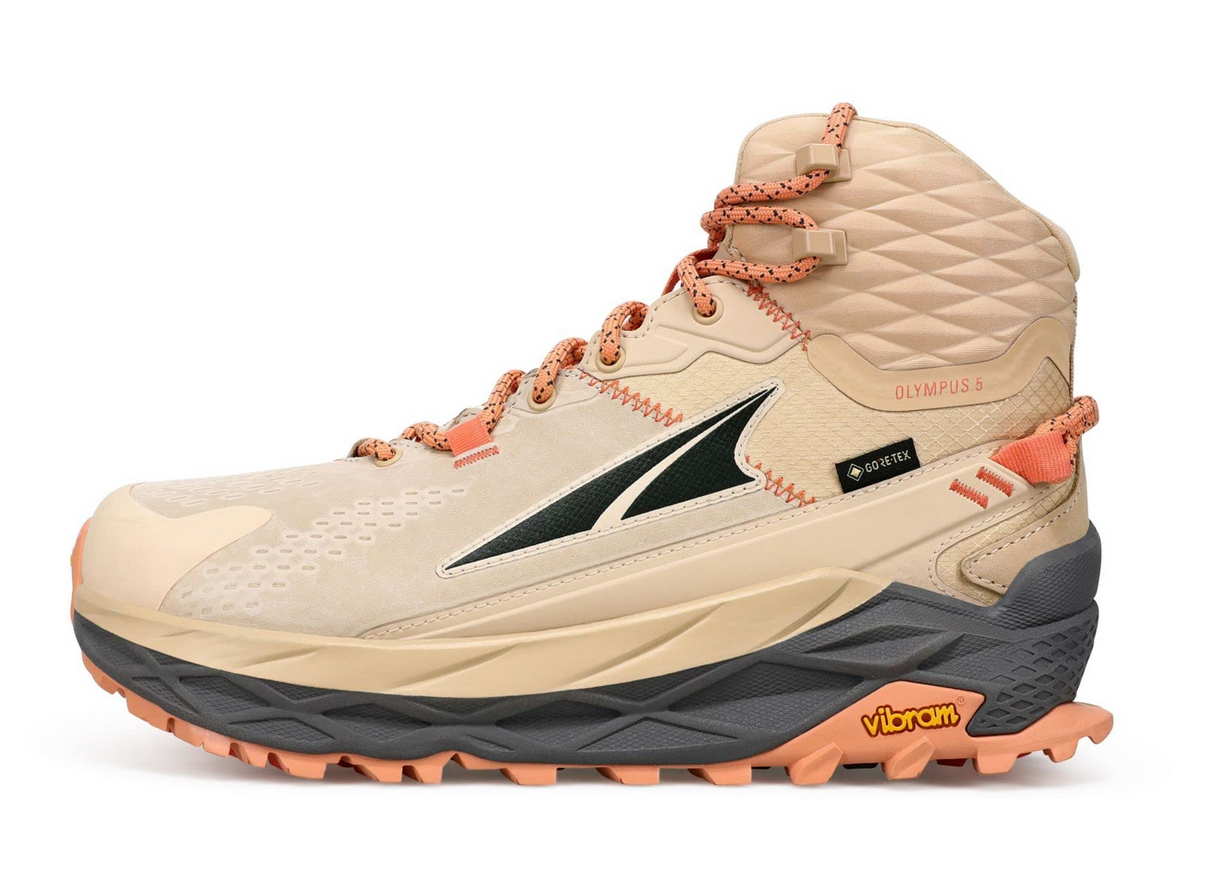 Altra Womens Gore-Tex Olympus 5 Mid Trail Sneakers Shoes Vibram Waterproof in Sand