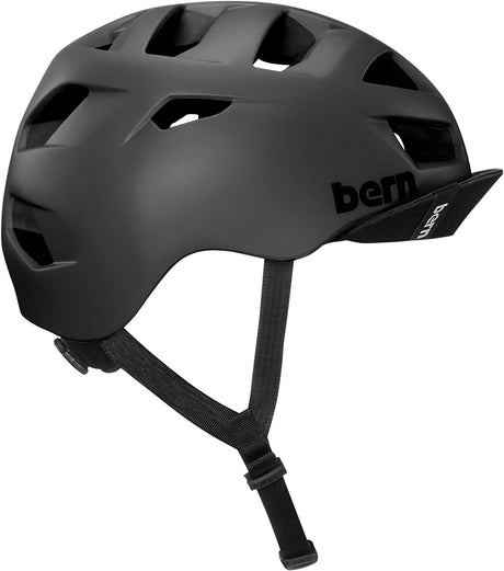 Bern Mens Allston Cycling Bike Helmet w/ Flip Visor - Matte Black - S/M