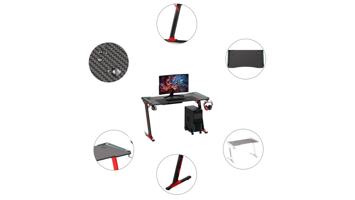Odyssey8 Gaming Desk - 140cm Dual Panel - Red