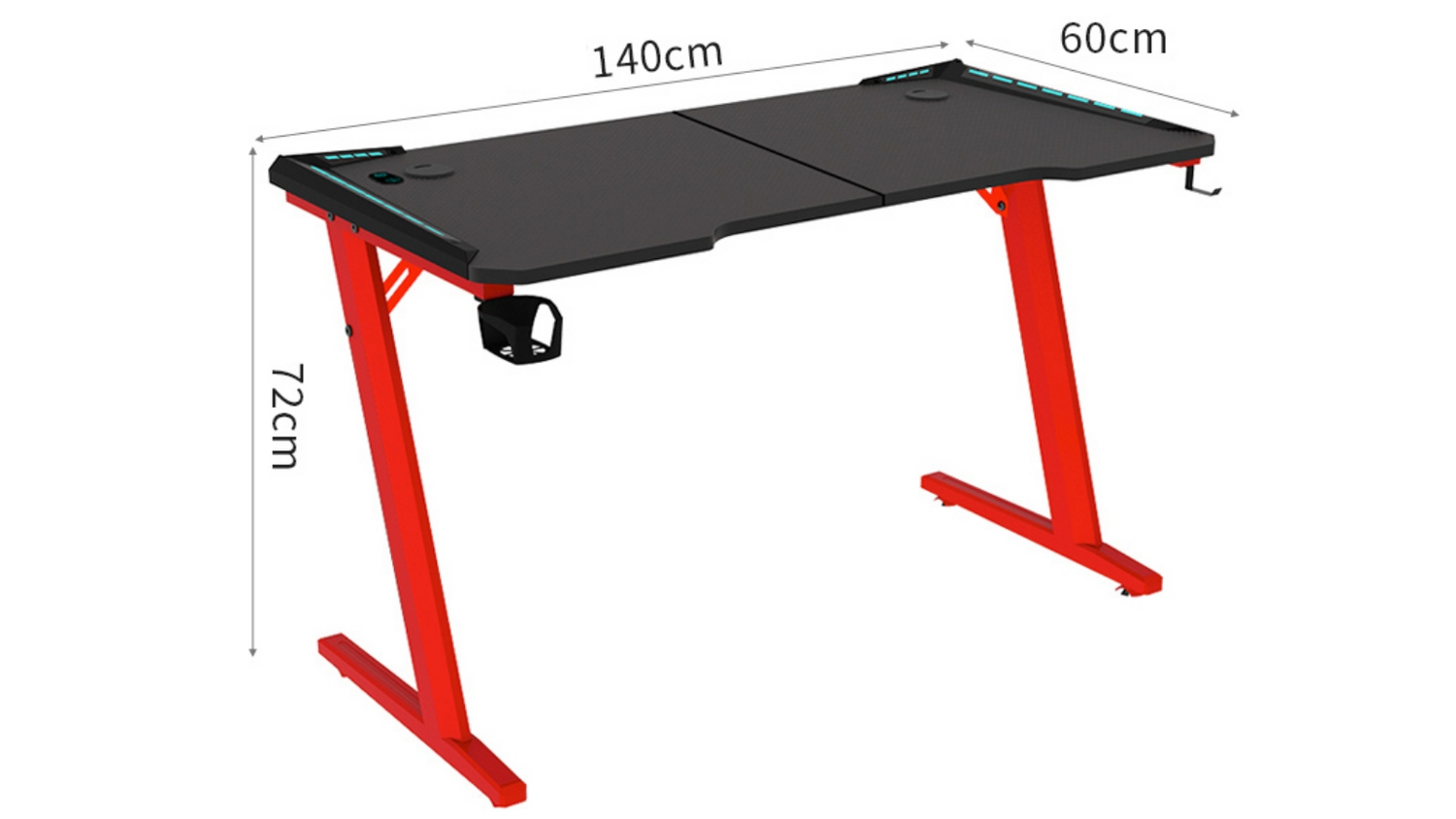 Odyssey8 Gaming Desk - 140cm Dual Panel - Red