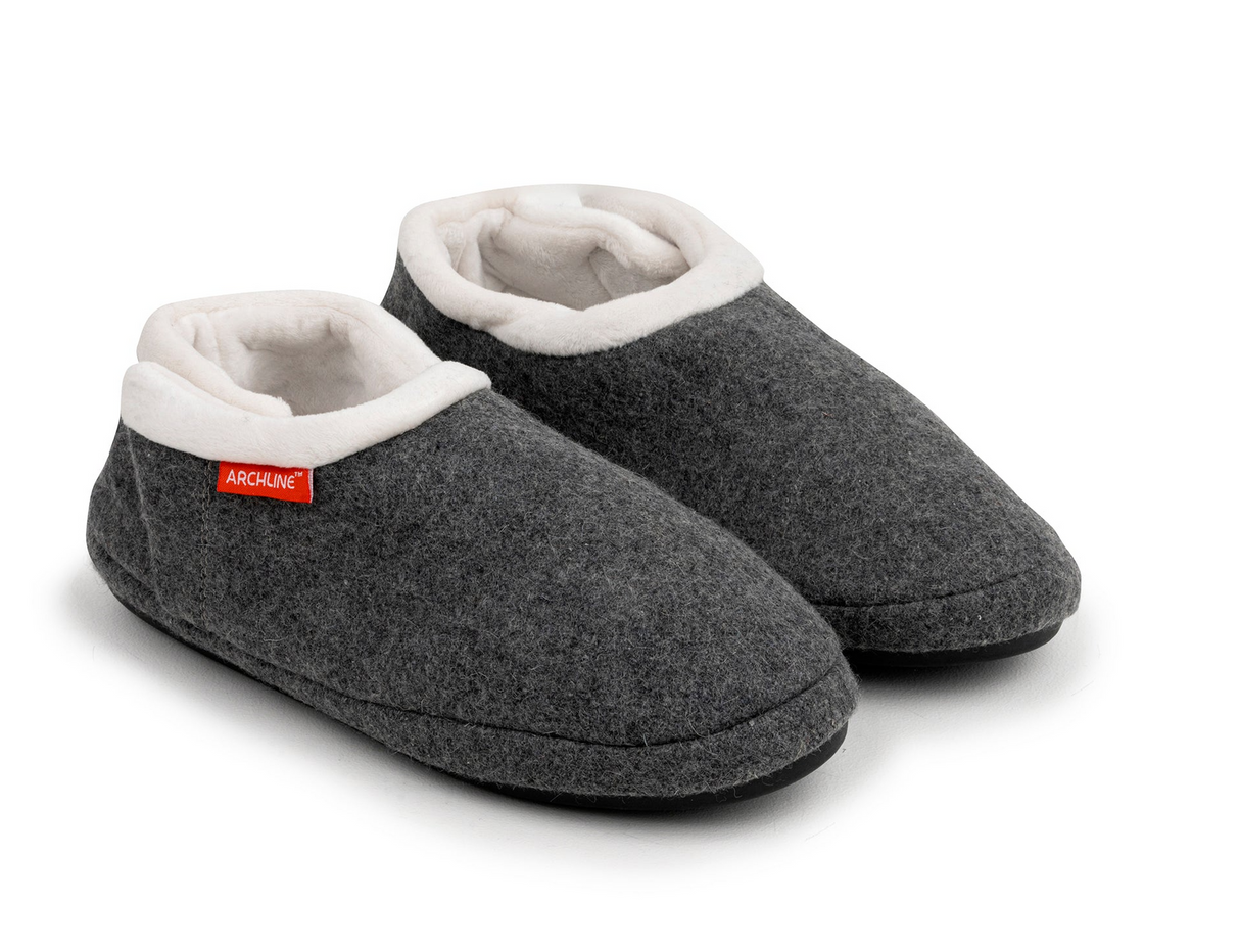 ARCHLINE Orthotic Slippers CLOSED Arch Scuffs Orthopedic Moccasins Shoes in Grey Marle