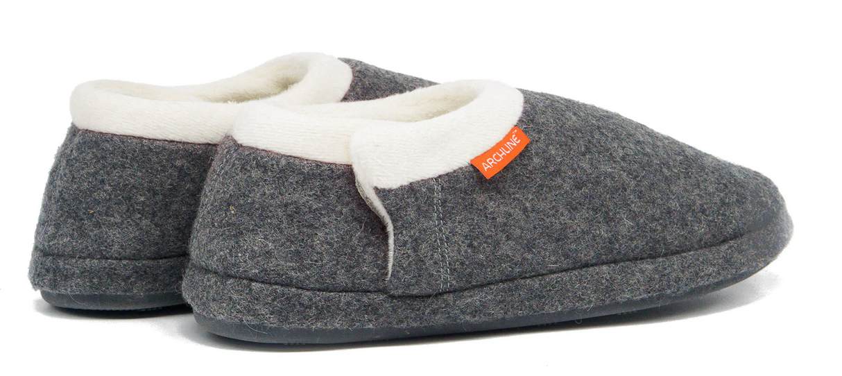 ARCHLINE Orthotic Slippers CLOSED Arch Scuffs Orthopedic Moccasins Shoes in Grey Marle