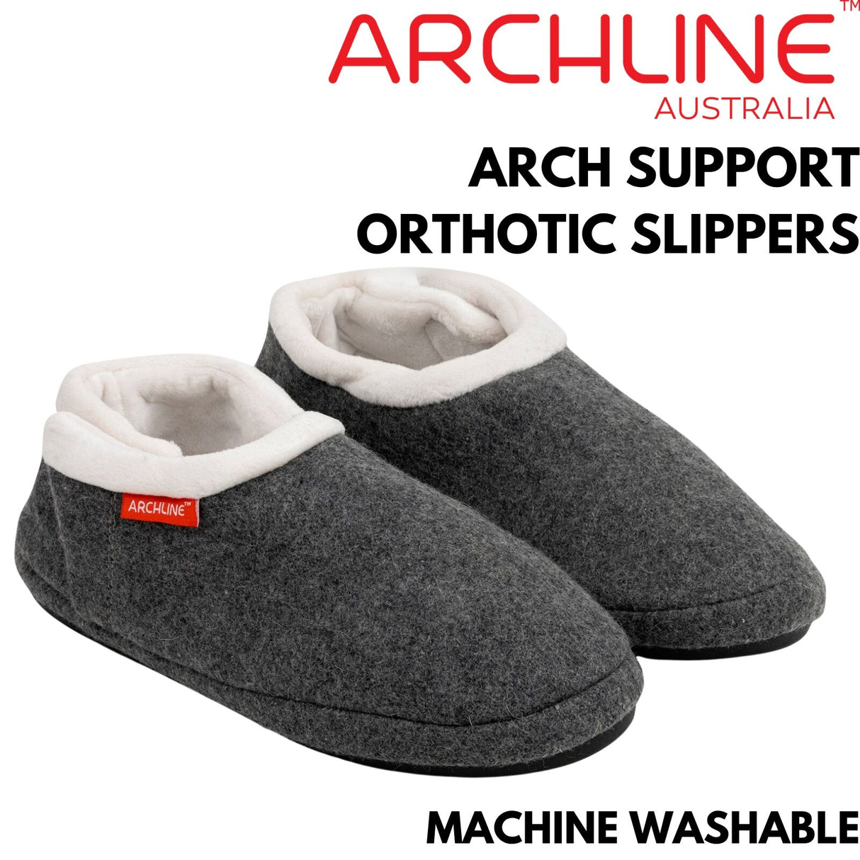 ARCHLINE Orthotic Slippers CLOSED Arch Scuffs Orthopedic Moccasins Shoes in Grey Marle