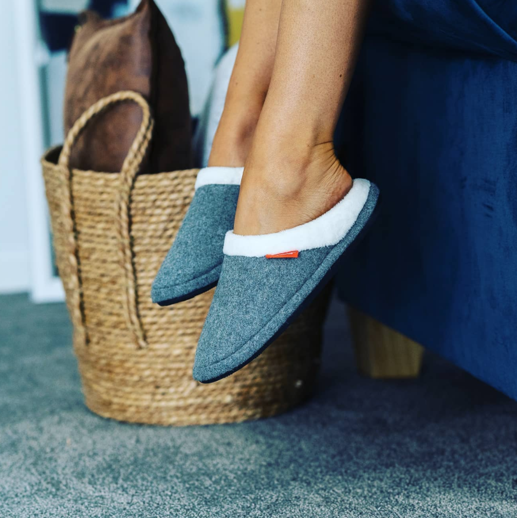 ARCHLINE Orthotic Slippers Slip On Arch Scuffs Orthopedic Moccasins in Grey Marle