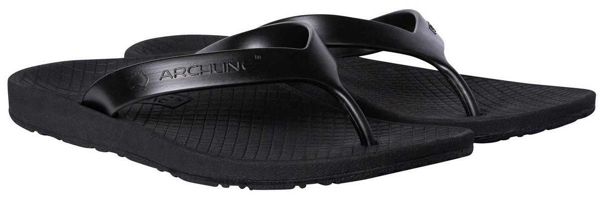 ARCHLINE Orthotic Thongs Arch Support Shoes Footwear Flip Flops Orthopedic - Black/Black