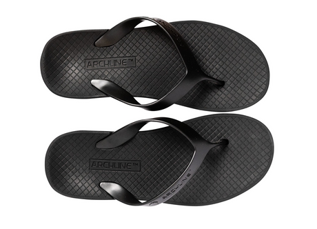 ARCHLINE Orthotic Thongs Arch Support Shoes Footwear Flip Flops Orthopedic - Black/Black