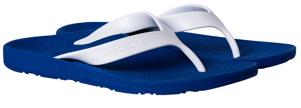 ARCHLINE Orthotic Thongs Arch Support Shoes Footwear Flip Flops Orthopedic - Blue/White