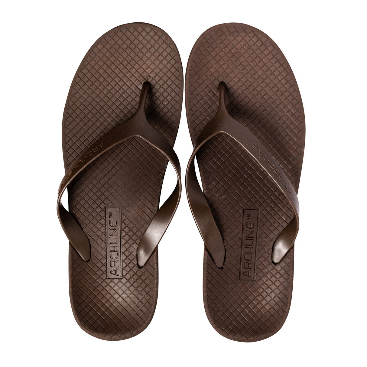 ARCHLINE Orthotic Thongs Arch Support Shoes Footwear Flip Flops Orthopedic - Brown/Brown