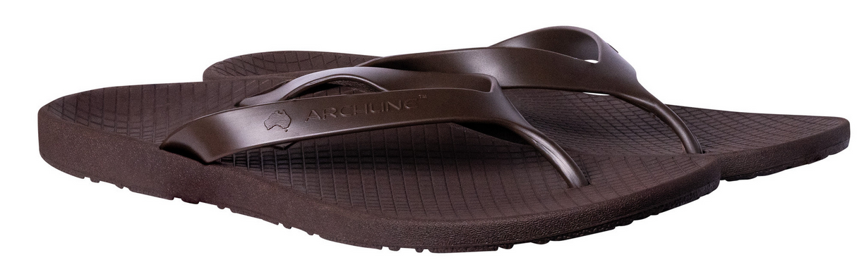ARCHLINE Orthotic Thongs Arch Support Shoes Footwear Flip Flops Orthopedic - Brown/Brown