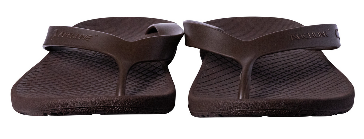 ARCHLINE Orthotic Thongs Arch Support Shoes Footwear Flip Flops Orthopedic - Brown/Brown
