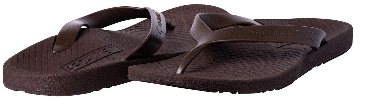 ARCHLINE Orthotic Thongs Arch Support Shoes Footwear Flip Flops Orthopedic - Brown/Brown
