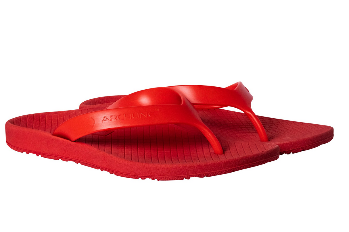 ARCHLINE Orthotic Thongs Arch Support Shoes Footwear Flip Flops Orthopedic - Red/Red