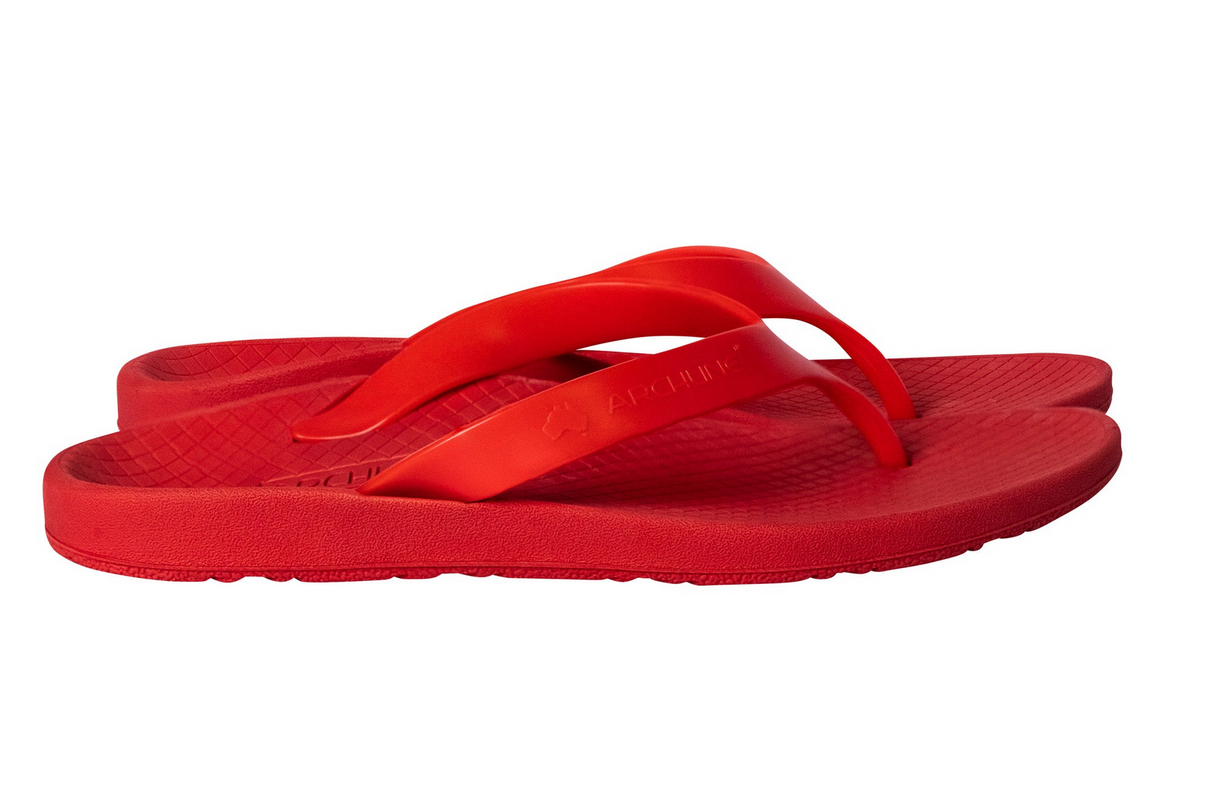 ARCHLINE Orthotic Thongs Arch Support Shoes Footwear Flip Flops Orthopedic - Red/Red