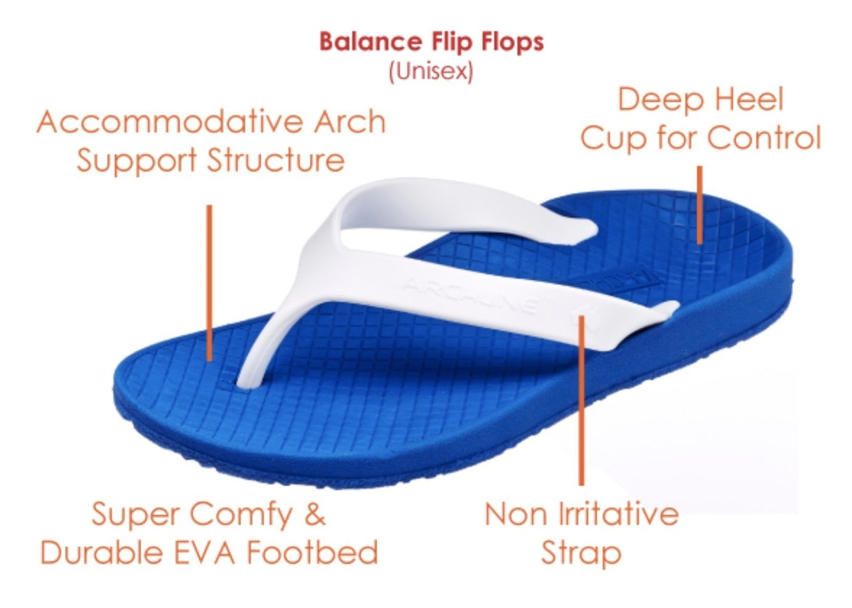 ARCHLINE Orthotic Thongs Arch Support Shoes Footwear Flip Flops Orthopedic - White/Black