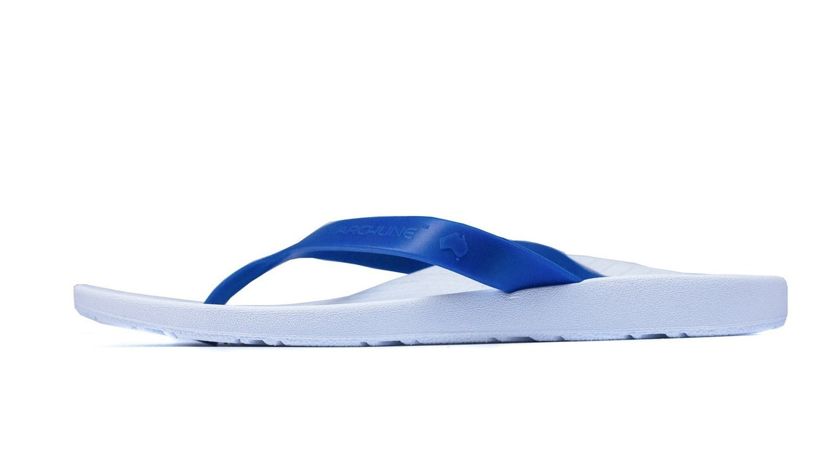 ARCHLINE Orthotic Thongs Arch Support Shoes Footwear Flip Flops Orthopedic - White/Blue